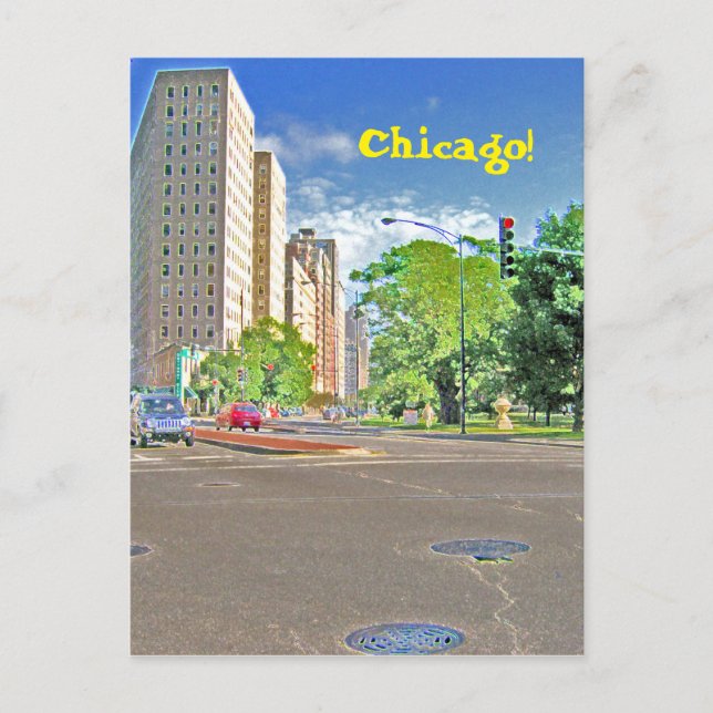 Ein beschäftigter Nachmittag in Chicago Postkarte (Vorderseite)