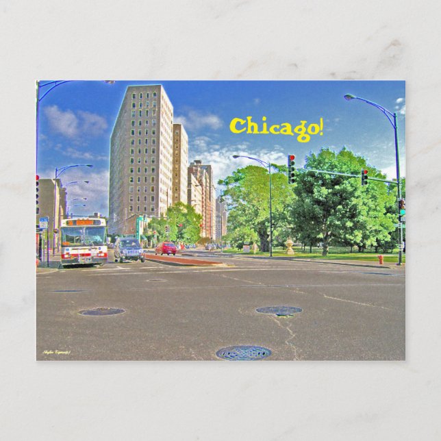 Ein beschäftigter Nachmittag in Chicago Postkarte (Vorderseite)