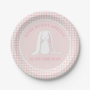 Ein besonderes Häschen ist auf dem Weg Baby Shower Pappteller