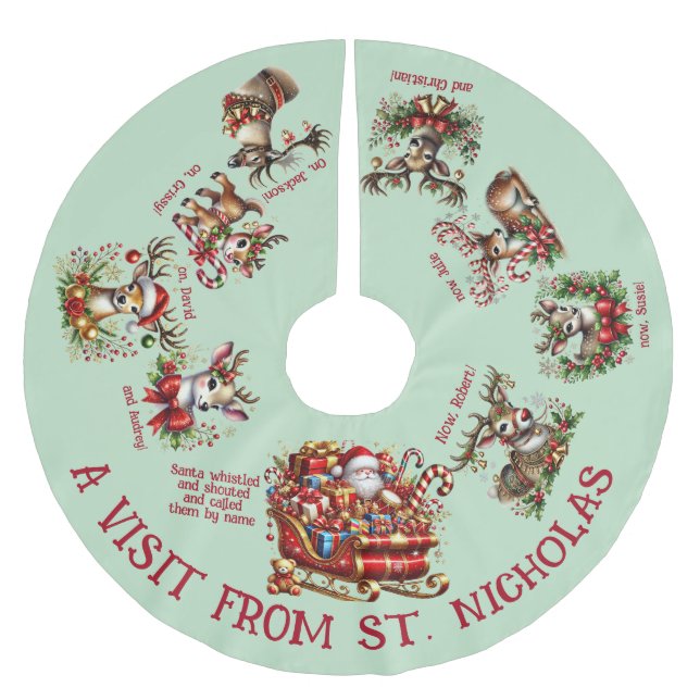 Ein Besuch von St. Nicholas Polyester Weihnachtsbaumdecke (Vorderseite)