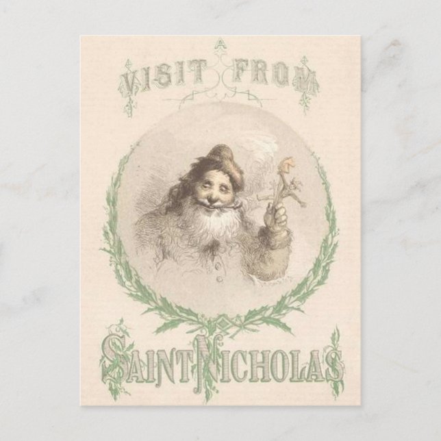 Ein Besuch von St. Nikolaus Postkarte (Vorderseite)