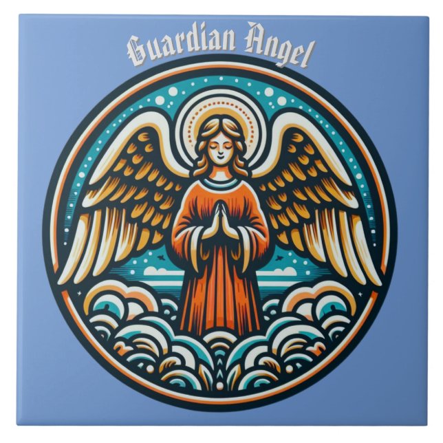 Ein betender Wächter Angel Fliese (Vorderseite)