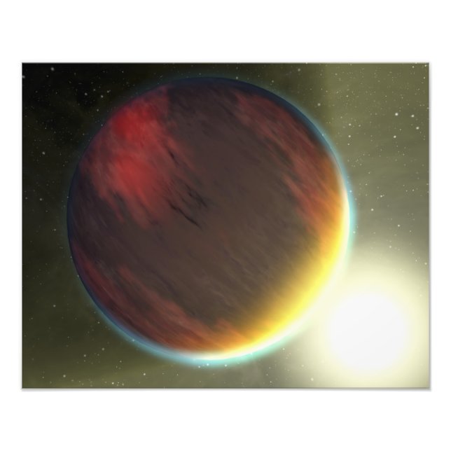 Ein bewölkter Jupiter-artiger Planet, der sich umk Fotodruck (Vorne)