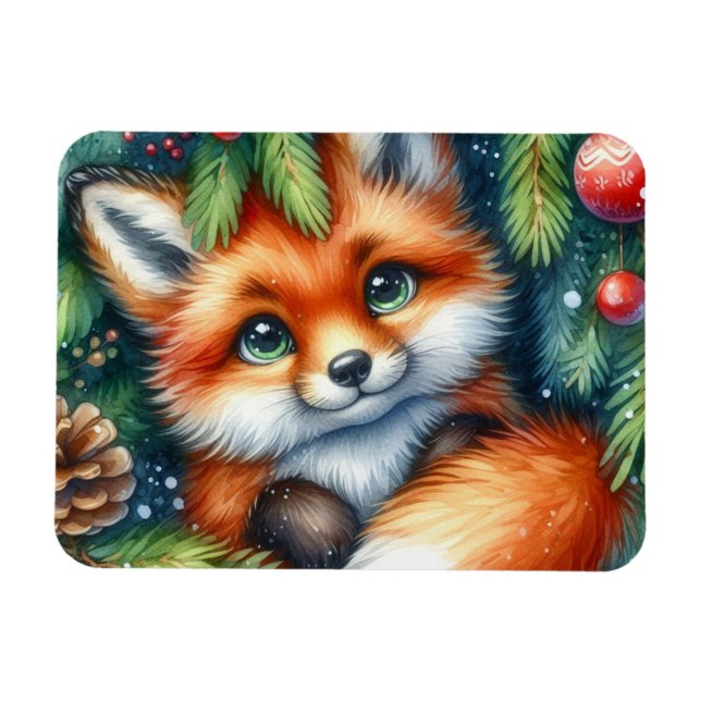 Ein bezaubernder Weihnachts-Rotfuchs Magnet (Horizontal)