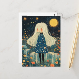 Ein bezauberndes Mädchen in den Blumen Postkarte
