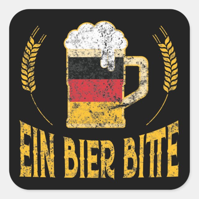 Ein Bier bitte deutsche Flagge Ein Bier bitte Quadratischer Aufkleber (Vorderseite)