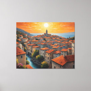 ein Bild einer Stadt mit roten Dächern Leinwanddruck