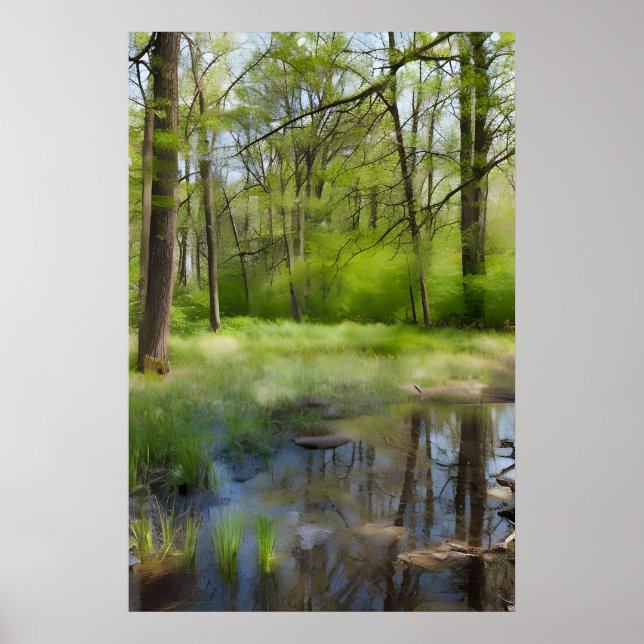 Ein Bild einer Waldlandschaft in einem Sumpf Poster (Vorne)
