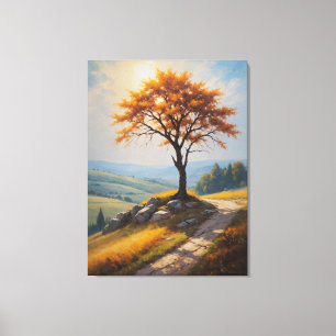ein Bild eines Baumes auf einem Hügel Leinwanddruck