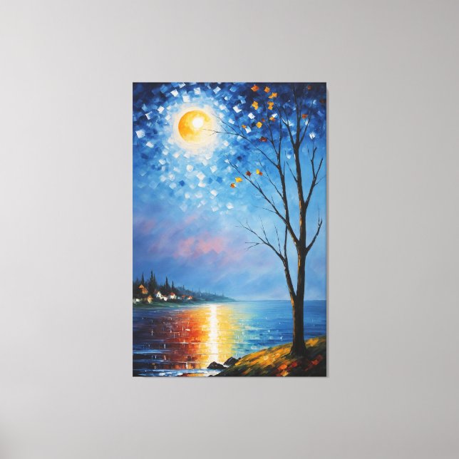 ein Bild eines Baumes und eines Mondes Leinwanddruck (Vorderseite)