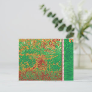 ein Bild eines grünen Feldes mit orangefarbenem Ra Postkarte