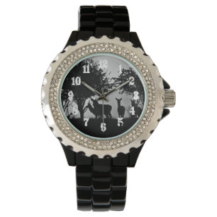 Ein Bild eines Hirsches im Morgennebel Armbanduhr