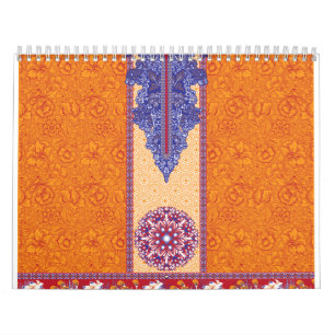 ein Bild eines orangen und blauen Musters Kalender