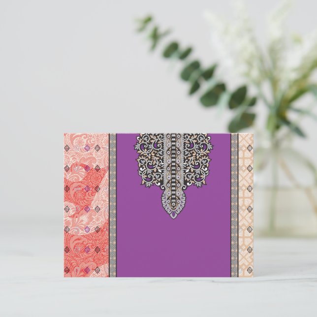 ein Bild eines Schals mit einem Design darauf Postkarte (Stehend Vorderseite)