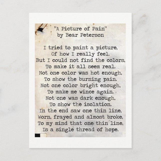 Ein Bild von Schmerz Postkarte (Vorderseite)