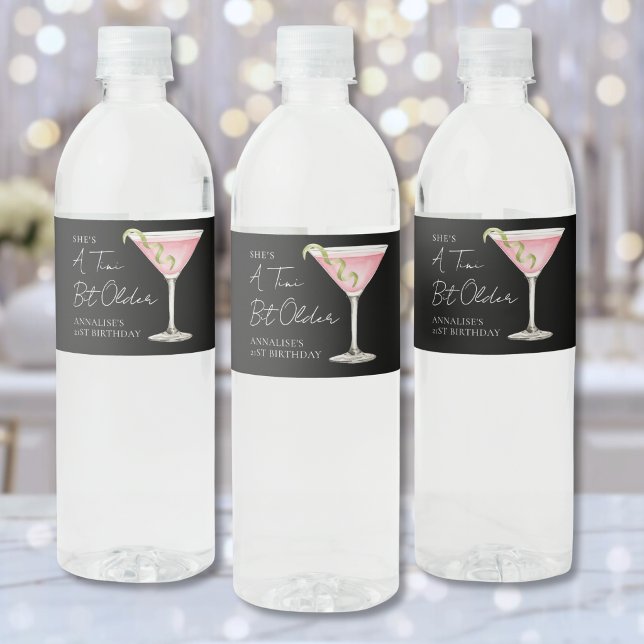 Ein bisschen älter Martini Geburtstag (Tini Bit Older Martini Birthday Water Bottle Label )