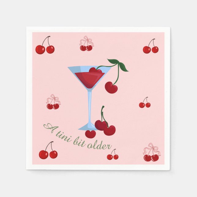 Ein bisschen älterer Cherrytini-Geburtstag Serviette (Vorderseite)