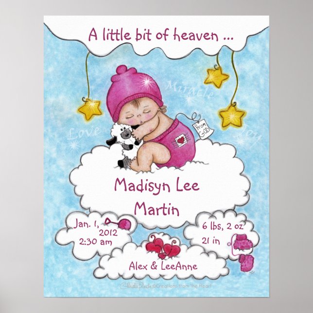 Ein bisschen Himmlische Geburtsinfo für Mädchen Poster (Vorne)