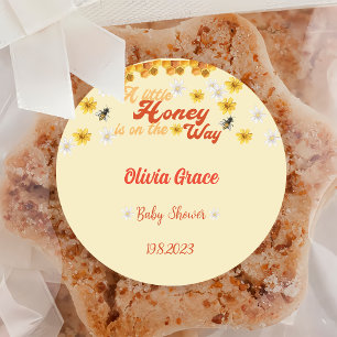 Ein bisschen Honig ist auf dem Weg Baby Shower Runder Aufkleber
