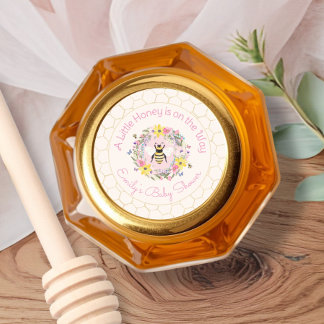 Ein bisschen Honig ist auf dem Weg Rosa Babyparty Runder Aufkleber