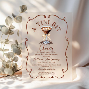 Ein bisschen näher Espresso Martini Braut- Abschie Acryleinladungen