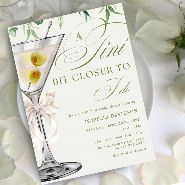 Ein bisschen Naher mache ich Cocktail-Brautparty Einladung (A Tini Bit Closer to I Do Bridal Cocktail Shower Invitation)