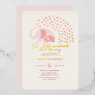 Ein bisschen Sweetheart Elephant Girl Baby Dusche Folieneinladung