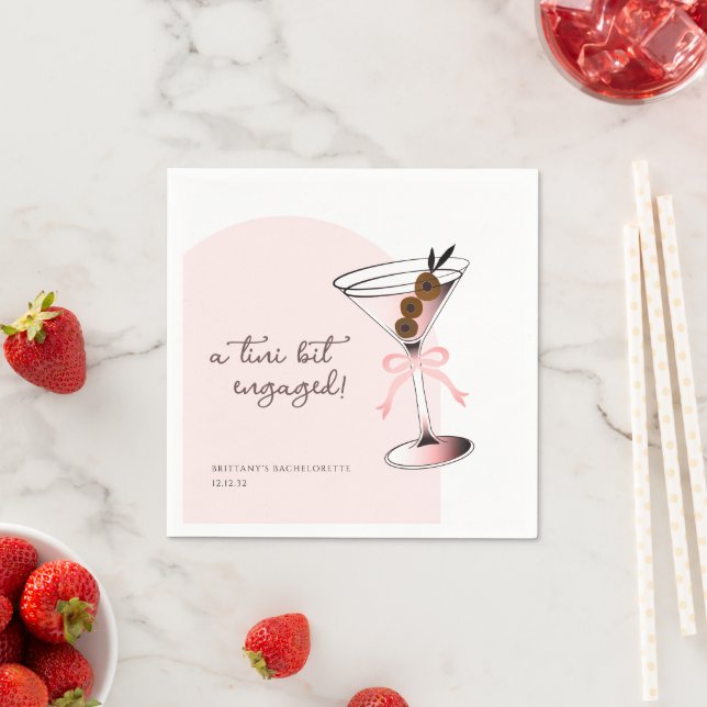 Ein bisschen verlobt Martini Pink Bachelorette Serviette (Beispiel)