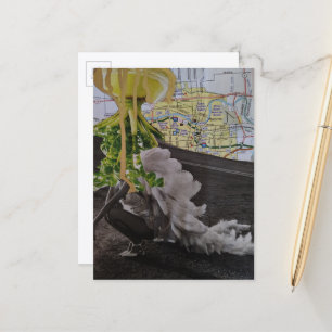 Ein blättriges UFO kommt für ihre Mixed-Media-Coll Postkarte