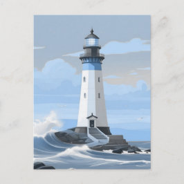 Ein blau gemalter Leuchtturm Postkarte