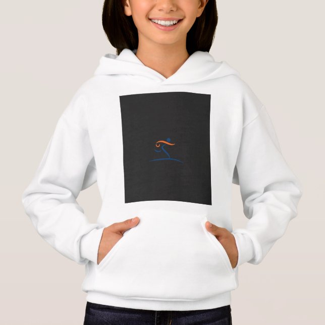 ein blau-orangefarbenes Logo mit einem Mann, der l Hoodie (Vorderseite)