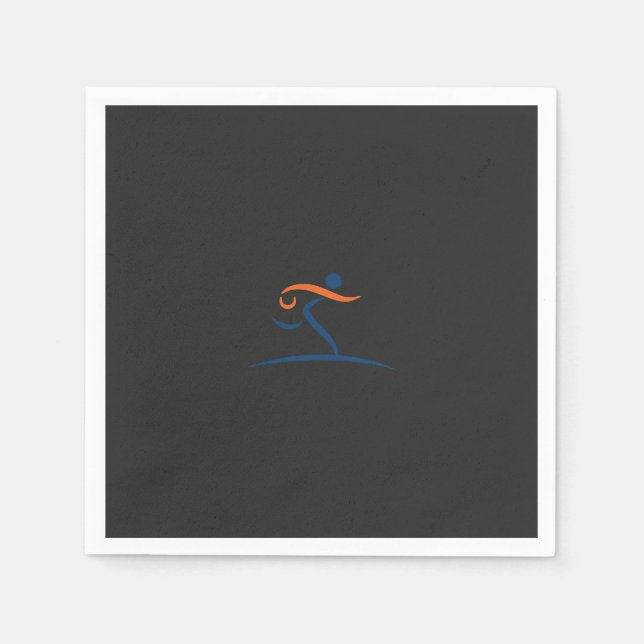 ein blau-orangefarbenes Logo mit einem Mann, der l Serviette (Vorderseite)