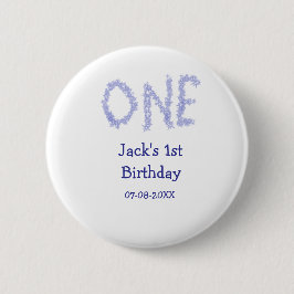 Ein blauer Glitzer Junge, modern 1. Geburtstag Button