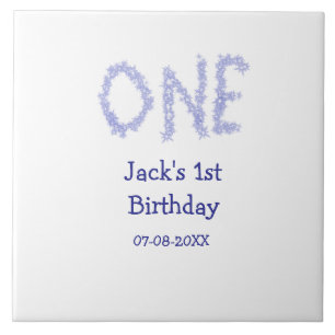 Ein blauer Glitzer Junge, modern 1. Geburtstag Fliese