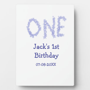 Ein blauer Glitzer Junge, modern 1. Geburtstag Fotoplatte