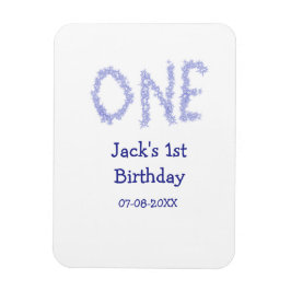 Ein blauer Glitzer Junge, modern 1. Geburtstag Magnet