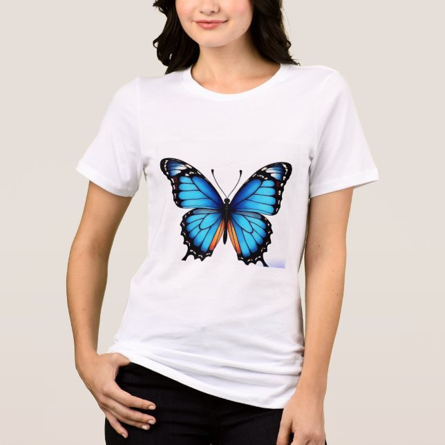 Ein blauer Schmetterling T - Shirt/ Tri-Blend Shirt (Vorderseite)