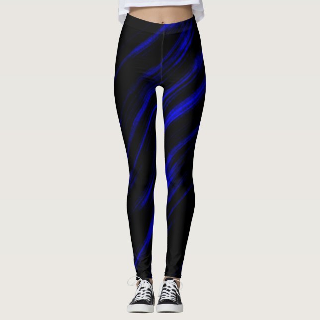 Ein blauer Streifen Leggings (Vorderseite)