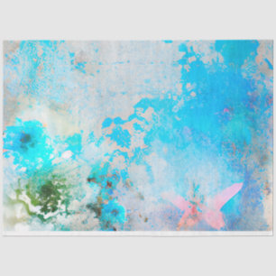 Ein blaues Shabby Chic Ephemera Design Serie 6 Seidenpapier