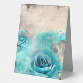 Ein blaues Shabby Chic Ephemera Design Serie 7 Tischaufsteller