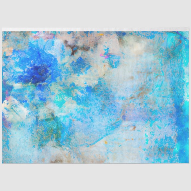 Ein blaues Shabby Chic Ephemera Design Serie 9 Seidenpapier (Vorderseite)