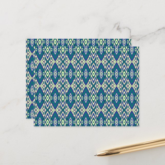 ein blaues und grünes Muster mit weißem Hintergrun Postkarte (Vorderseite/Rückseite Beispiel)