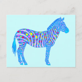 Ein blaues Zebra-Dots Streifen Original Pop Art St Postkarte