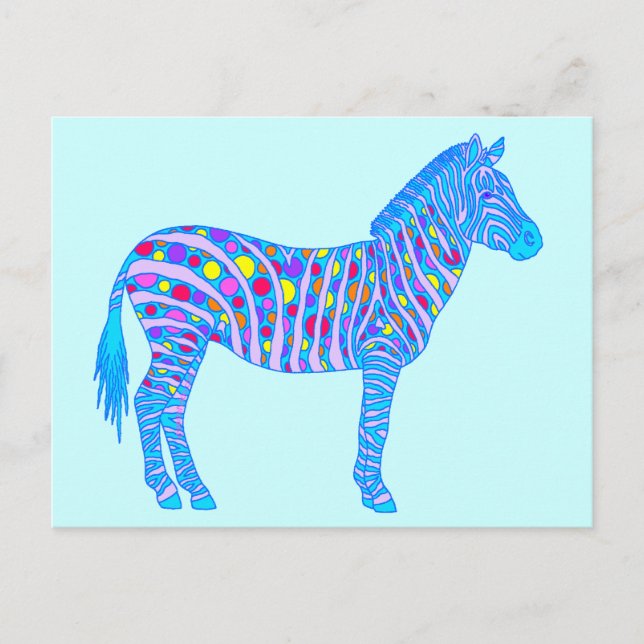 Ein blaues Zebra-Dots Streifen Original Pop Art St Postkarte (Vorderseite)