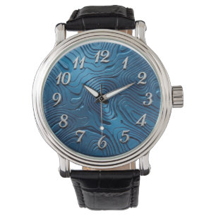 Ein blaues Zifferblatt mit silbernen Ziffern im St Armbanduhr