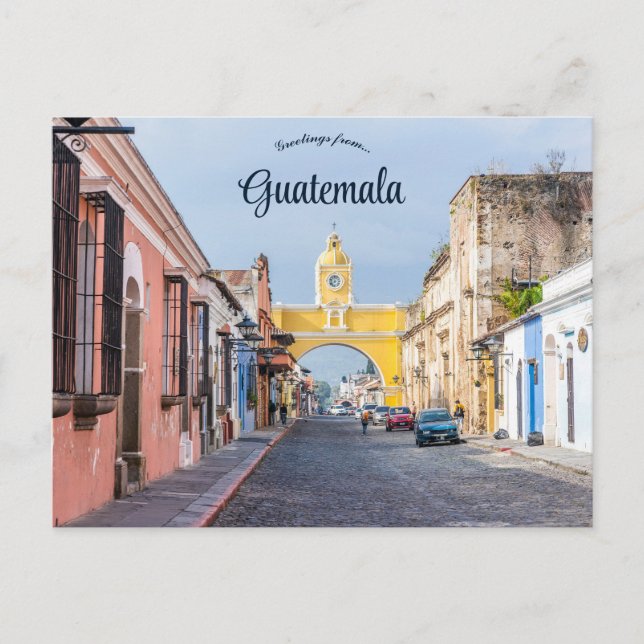 Ein Blick auf Antigua Guatemala Postkarte (Vorderseite)