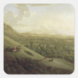 Ein Blick auf Boxhill, Surrey, mit Dorking im Dis Quadratischer Aufkleber