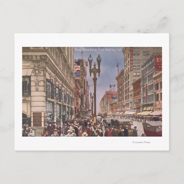 Ein Blick auf den belebten Broadway Postkarte (Vorderseite)
