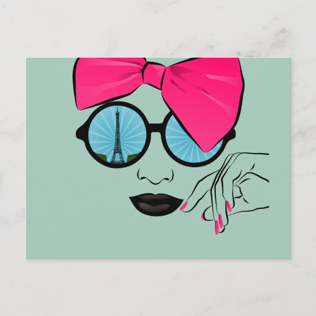 Ein Blick auf die Oversized Bow Face von Paris Postkarte (Vorderseite)
