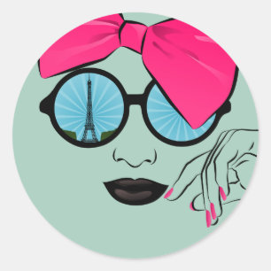 Ein Blick auf die Oversized Bow Face von Paris Runder Aufkleber
